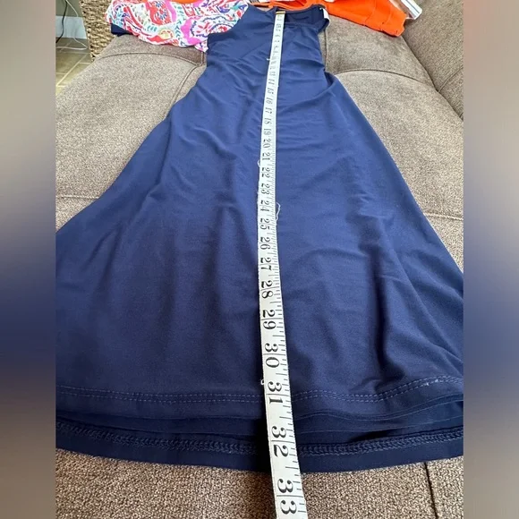 MSK Navy Dress with Floral Puff Sleeves Size S - Picture 6 of 8